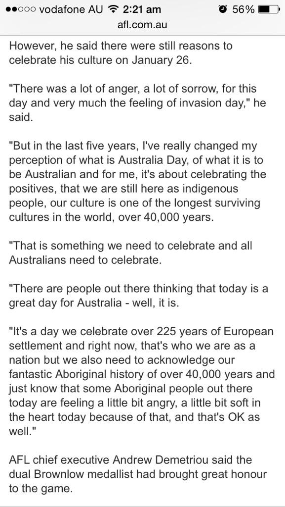 <a href="/Robbo_heraldsun/">Mark Robinson</a> <a href="/GerardWhateley/">Gerard Whateley</a>  Somebody MUST read out the actual transcript of Goodes' 'invasion day' comment