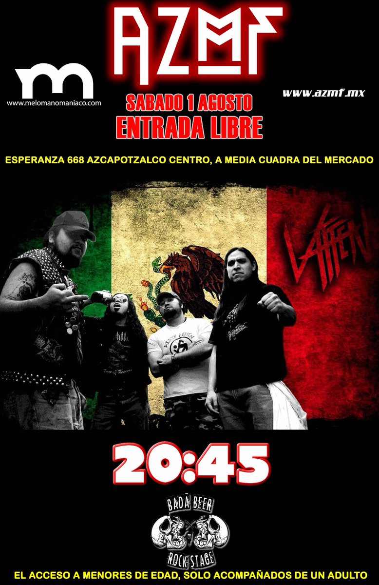 AZMFMX's tweet photo. en este #azmf este #sabado 1 de #agosto contamos con los legendarios @VaffenMex que nos daran una catedra de metal http://t.co/7c0fyjpSQv
