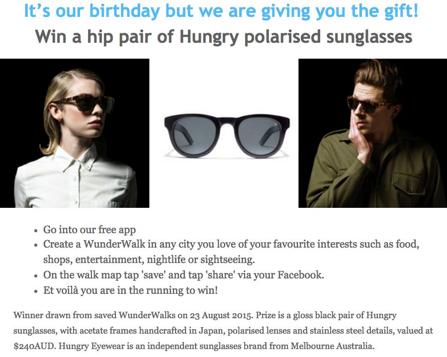 wunderwalk's tweet photo. #win @HungryEyewear with @wunderwalk #travel #app #competition open to global entries May the best explorer win http://t.co/dTVIrMifbK