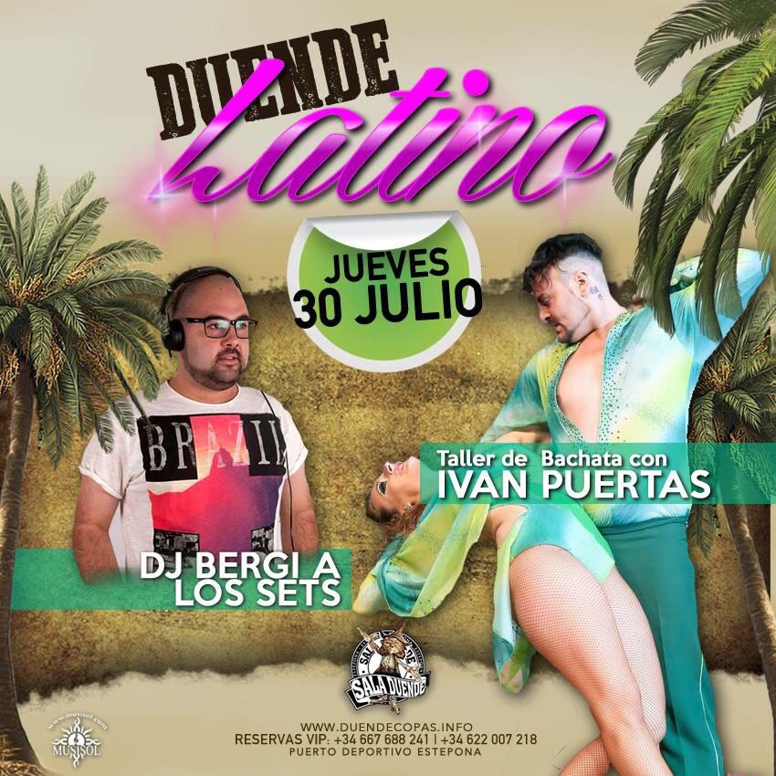 Este Jueves #DuendeLatino de la mano de Ivan Puertas con su taller de Bachata y los sets de Dj Bergi. #SomosHappy