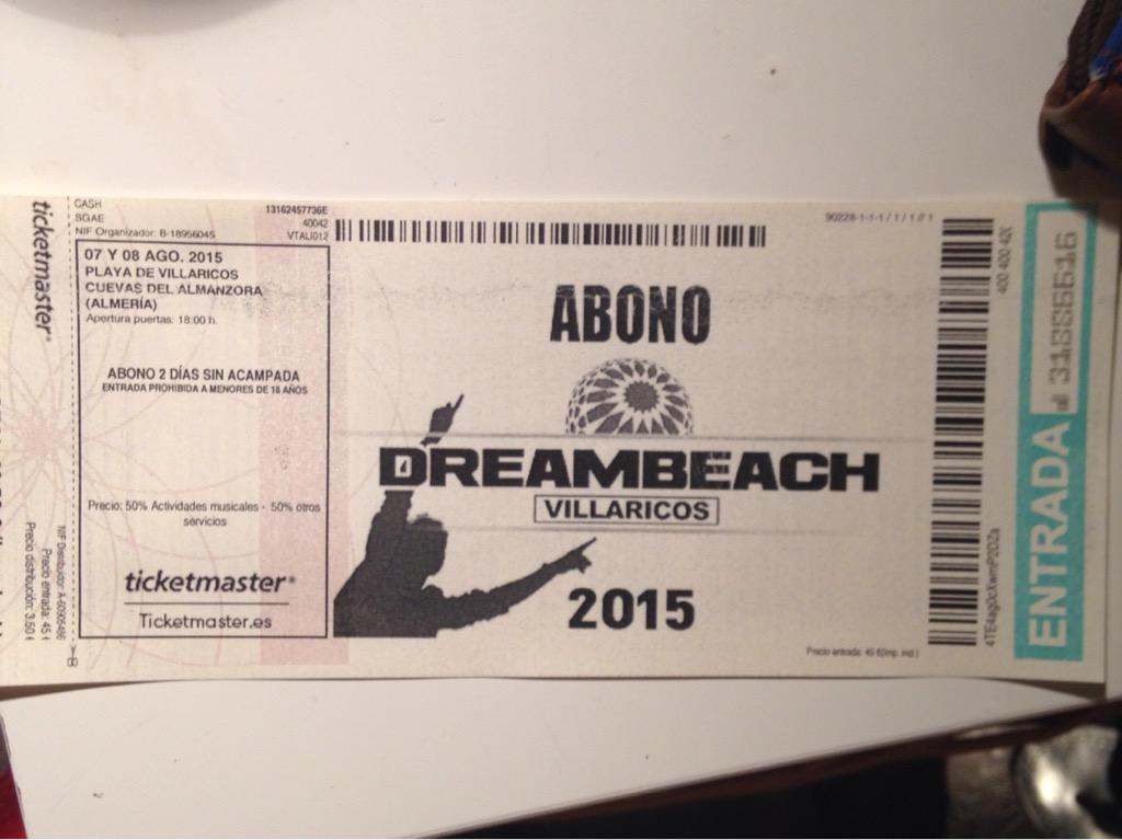 BioscAna's tweet photo. Vendo entrada del DREAMBEACH - abono 2 días sin acampada. Interesados hablarme!🙏 http://t.co/uvtzsH2Bth