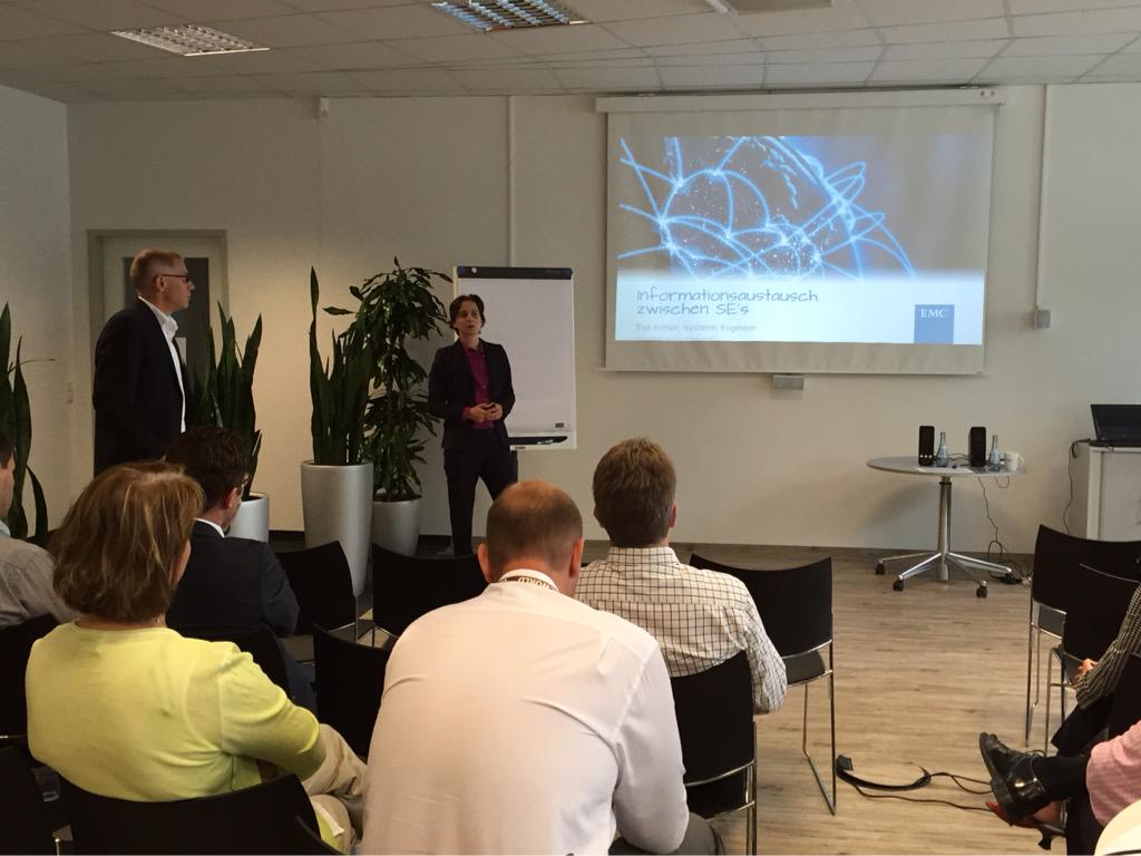 ElkeStei's tweet photo. Eva on stage in Leonberg - Best Practice Sharing!!! #vSEForum @HWachtersbach @DinkoEror http://t.co/QA1ORGYmKr