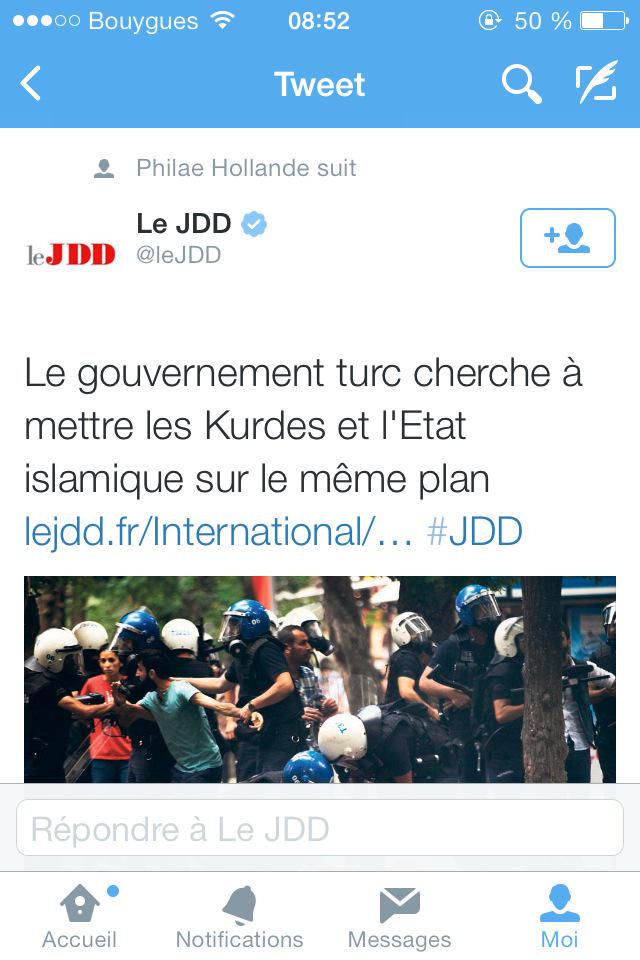 OeildeCain's tweet photo. Tu félicites les Turcs pr leurs bombardements de l'Etat islamique, 
@fhollande les Kurdes te disent merci! #HonteAtoi http://t.co/iCYbo05iQc