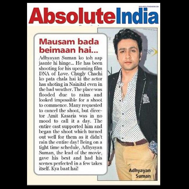 .<a href="/AdhyayanSsuman/">adhyayan S Suman</a> 's been shooting in Nainital for his upcoming #DNAOFLove.facing bad climate - @AbsoluteIndiavs