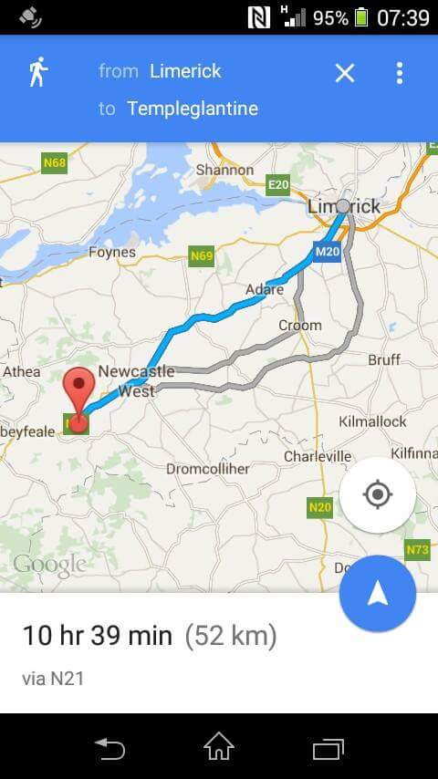 FootprintsLK's tweet photo. day 12 brings a long walk 4 Tom 4m limerick 2 templeglantine. Ur doing gr8 #making2mizen @Barretstown @APTjimmy http://t.co/Ue128UE1Ct