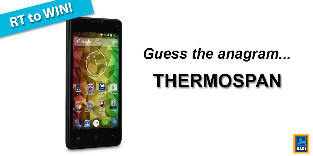 AldiUK's tweet photo. Solve the anagram and show us how ‘smart’ you are for a chance to #win our Medion smartphone http://t.co/LGcCpJGbcs