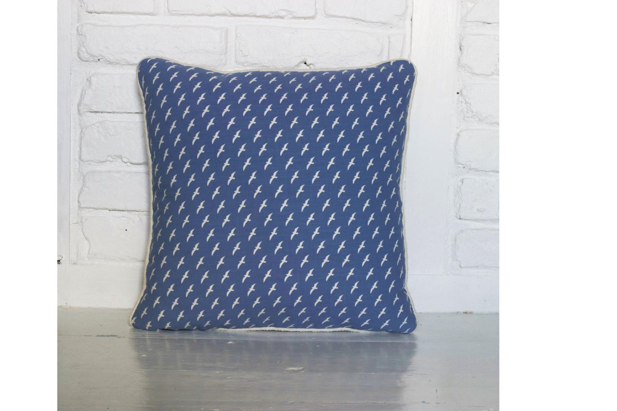 OatDesign's tweet image. A sneak peak of our latest design - seagull cushion screen-printed and handmade in Cornwall.