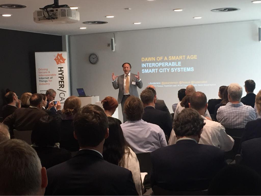 BSI_IoT's tweet image. Flexeye CEO @jpeanderson discussing #HyperCat, #interoperability &amp;amp; #smartcity systems for #OPDC at @futurecitiescat