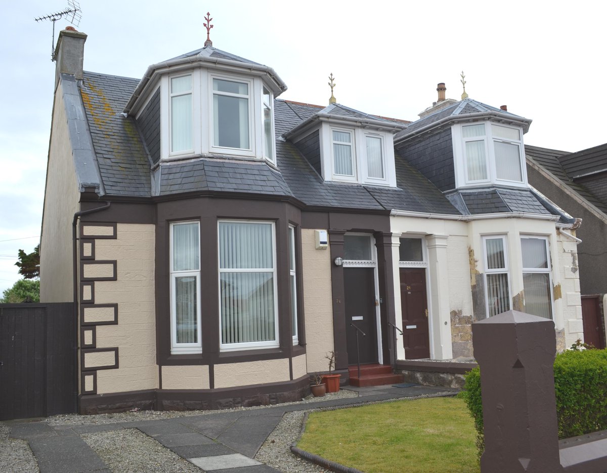 26 Caledonia Road Ardrossan. Traditional Semi Villa,3 bdrms,GCH, DG, Priv gards,Off Road Parking.Offers Over £90,000