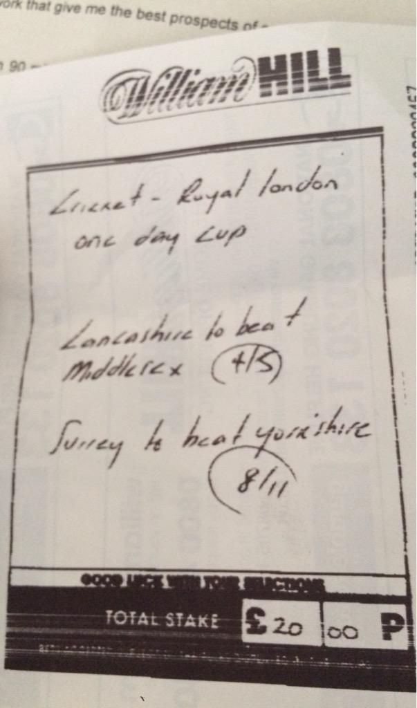 bookiebashed's tweet image. Today&apos;s double Cricket : Lancashire and Surrey. Get on it! #Bookie Bashing!