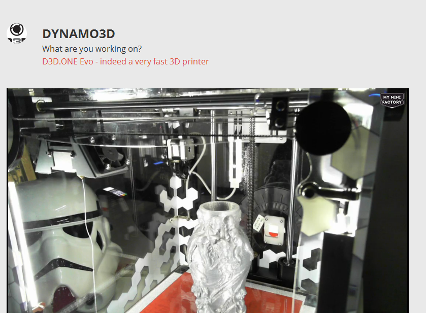 Dynamo_3D's tweet photo. Show is finish!! thanks @MyMiniFactory #tv you like the result of your vase? #3dprint #3dptinter #3dprinter #makers http://t.co/rBg5iTNhHJ
