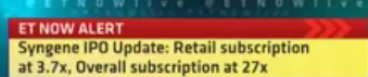 ETMarkets's tweet photo. #SYNEGENE IPO: Retail subscription 3.7x, overall subscription 27x http://t.co/2mDSaLjAqm
