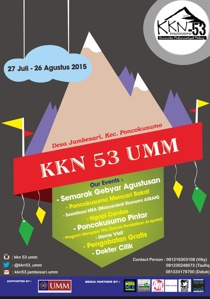 kkn53_umm's tweet photo. Rangkaian kegiatan @kkn53_umm | Desa Jambesari | 27 Juli - 26 Agustus 2015 #KKN53UMM @mahasiswamlg http://t.co/CxCIWuLy4N