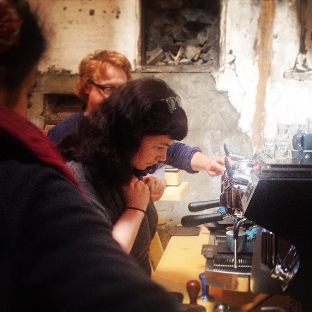 The concentration when pulling your first shot! Our Bean-to-Cup Course is going strong! #coffee #futurebaristas