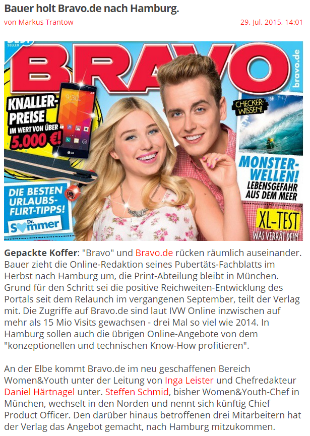 turi2's tweet photo. Bauer holt Bravo.de nach Hamburg. http://t.co/KUSdFDkfTv http://t.co/MYrip9FjAF