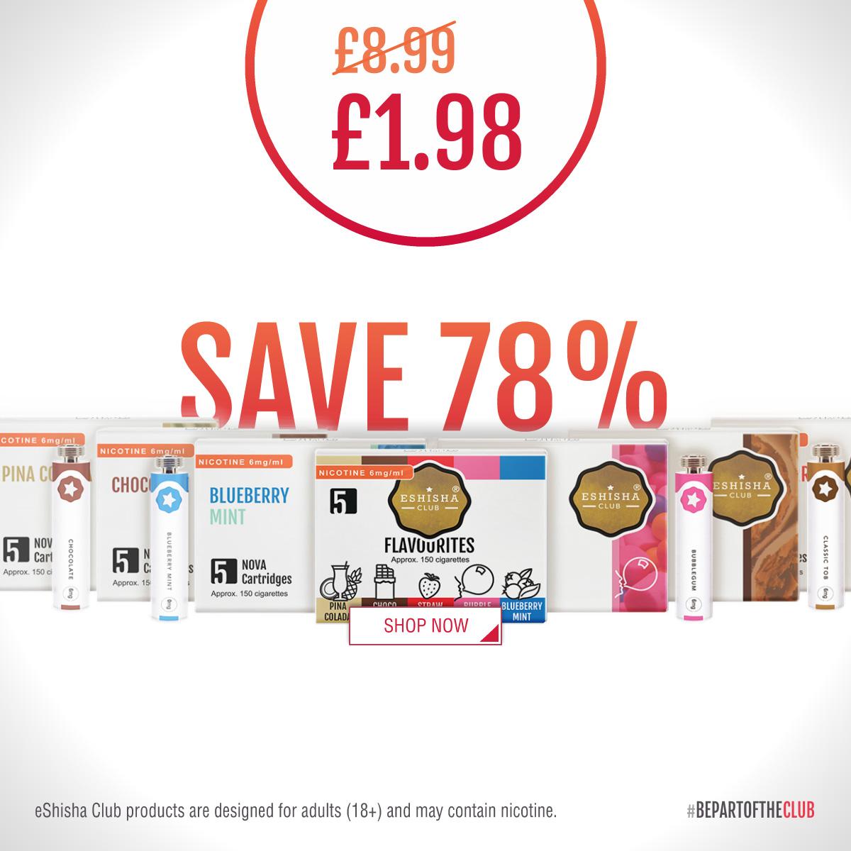 eShishaClub's tweet photo. 78% OFF all NOVA 6mg #eShisha Refills. Don't miss out on this great offer! #eshishaclub http://t.co/mDYtR665Bf http://t.co/EkMppX7LBV