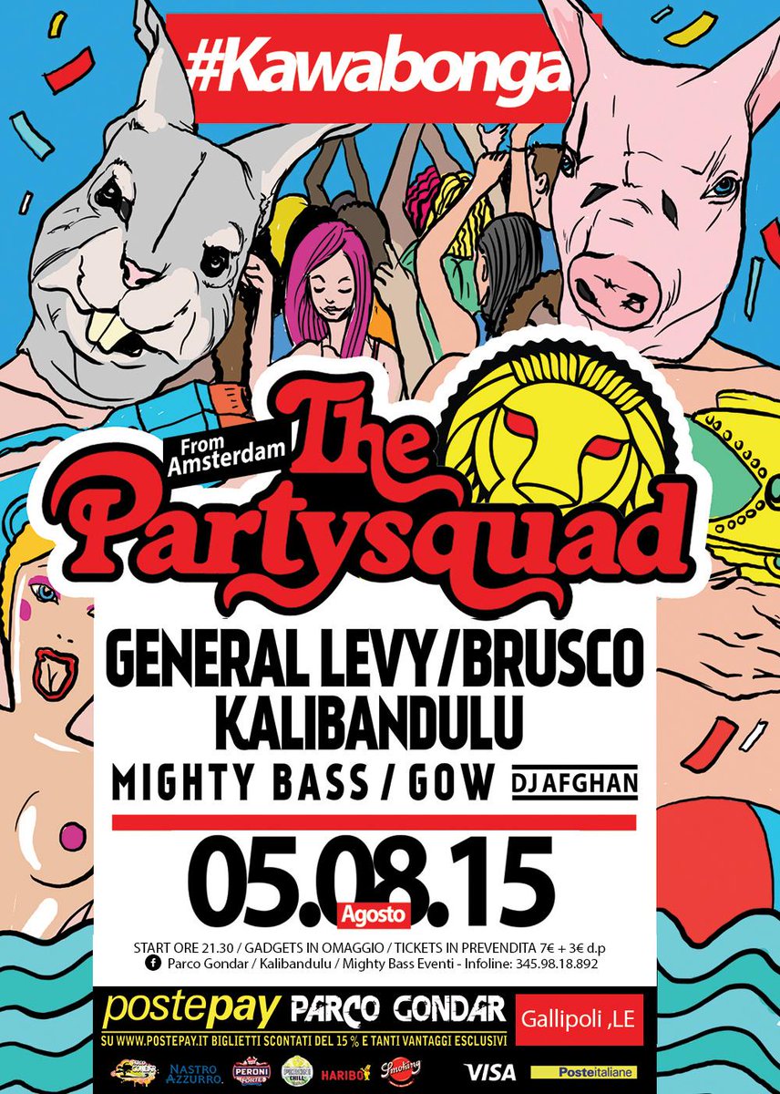 <a href="/ThePartysquad/">The Partysquad</a> <a href="/Generallevy/">General levy</a> <a href="/realBrusco/">B R U S C O</a> @KalibanduluCrew 5 agosto 2015 <a href="/PostepayPGondar/">PostepayParcoGondar</a>  #Salento