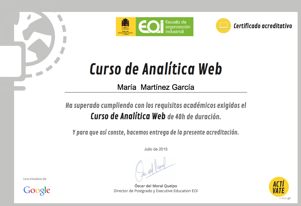 CMAsturias's tweet photo. Curso de Analítica Web de @GoogleActivate y @eoi ¡Superado! Da gusto seguir aprendiendo!!! http://t.co/eHY24mWcLo
