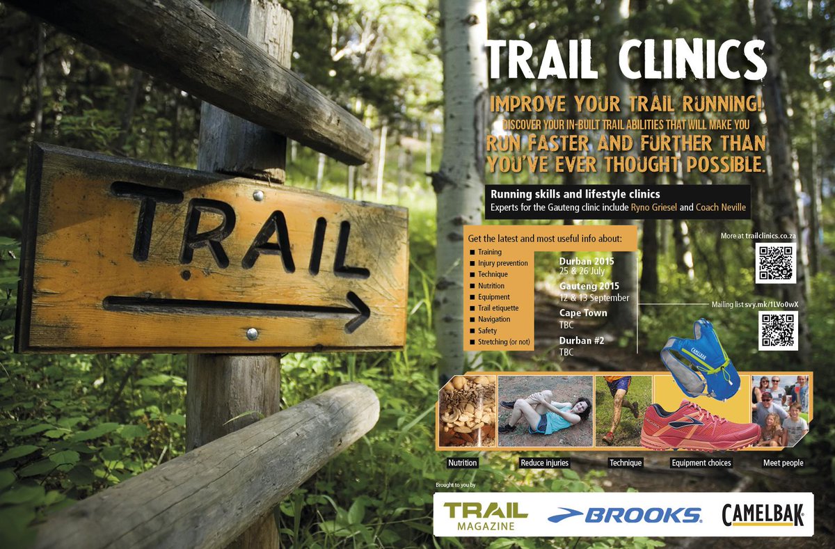 TRAILza's tweet photo. #GautengTrailClinic is on 12/13 Sep. See you there! #trailrunning http://t.co/JyfypWxN0w http://t.co/OED07EsSyN