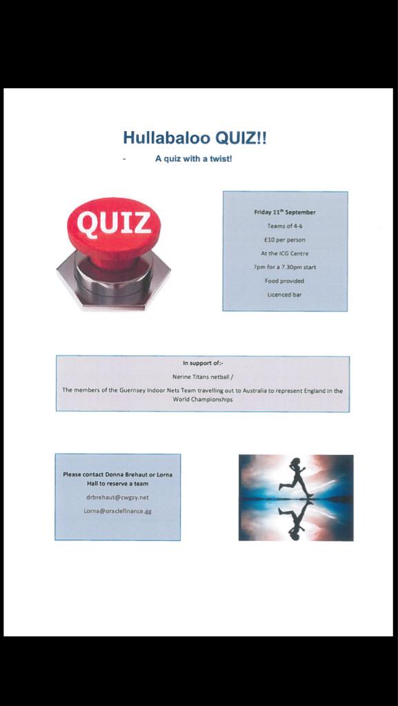 Fund raiser! #everyonelovesaquiz with <a href="/Gsy_Indoor_Nets/">Guernsey Indoor Nets</a>