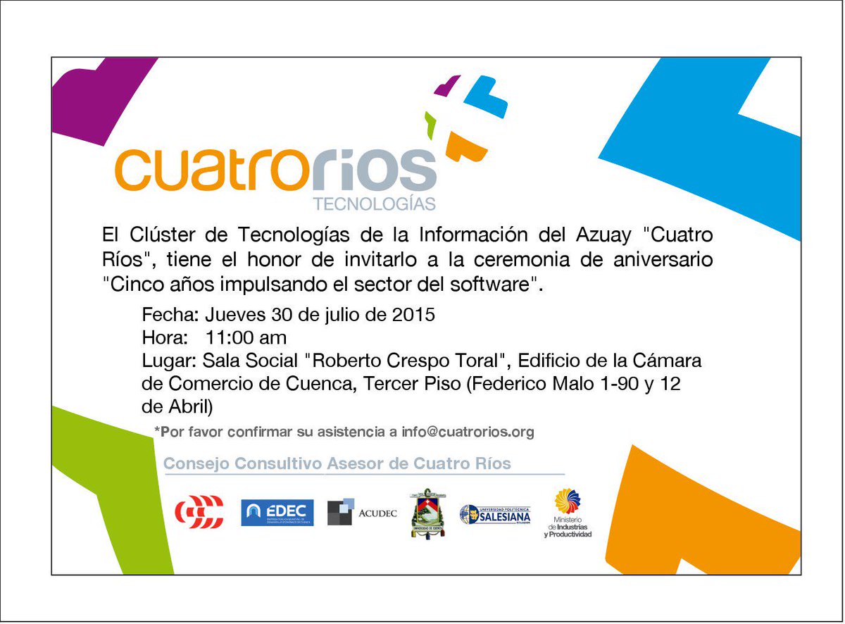 CuatroRiosCorp's tweet image. #4R reconocerá a @COBUSBPM e @InterPro2010 x 10 años y #Softbuilder x 15 años de constitución
@solorzanojc @lainiguez