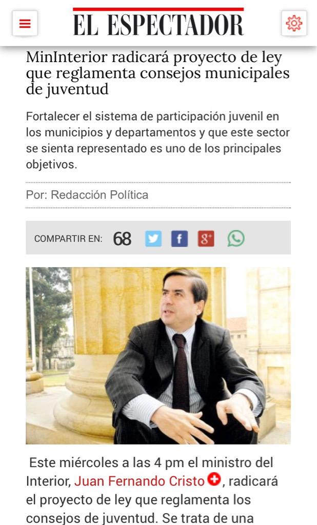 CDJBogota's tweet photo. Por fin el @MinInterior radicará el Proyecto de ley con respecto a los Consejos de Juventud. http://t.co/K0Ah7B0tom