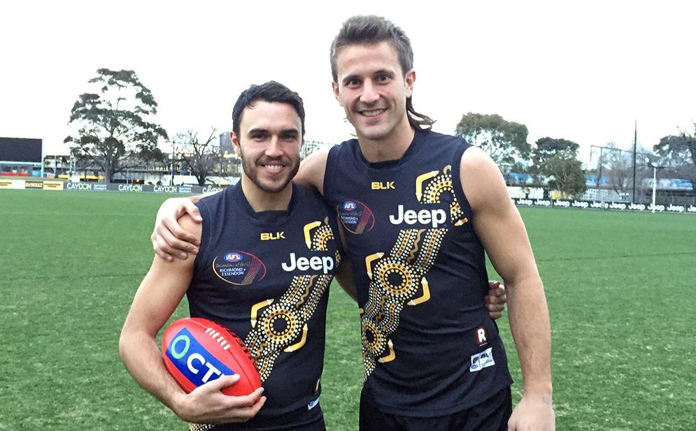 Richmond_FC's tweet photo. We will wear our 2015 Dreamtime guernsey in Friday night’s clash with Hawthorn at the MCG - http://t.co/EqXU6Gkzqs http://t.co/iSlTPXcaf4