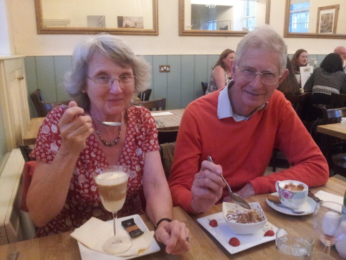 Marcus &amp; Gilli enjoying a visit to <a href="/fromthesourceuk/">From The Source</a> and a delicious coffee break in Brody's cafe #Skipton #fairtrade