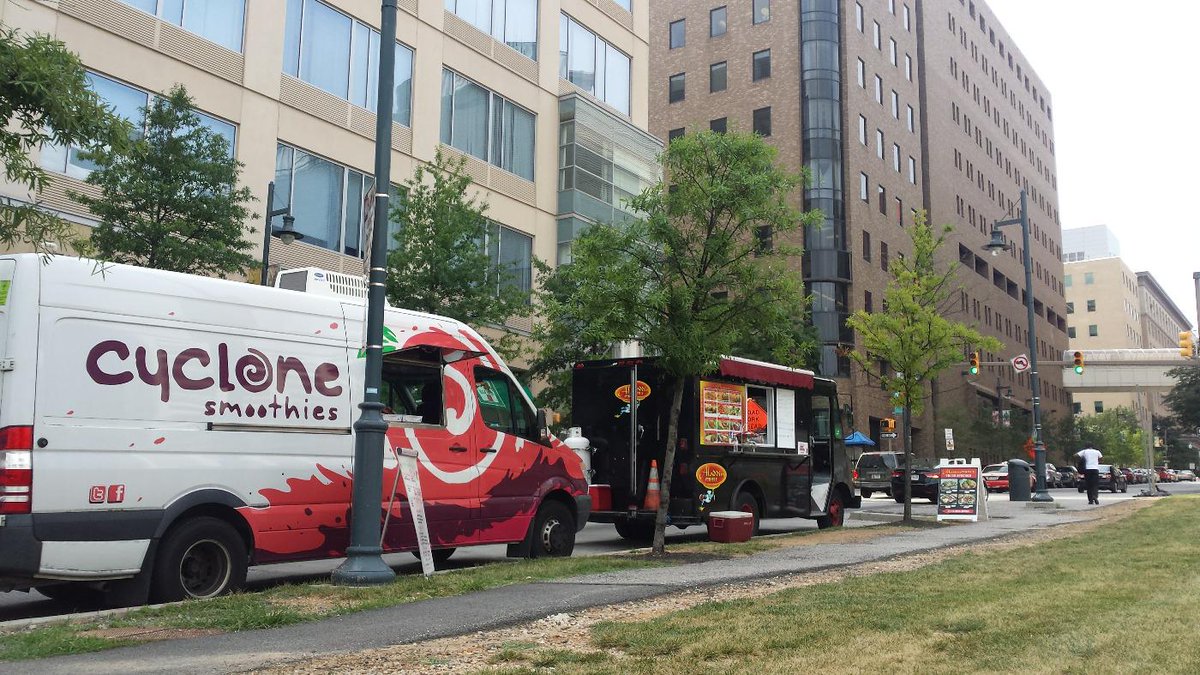 Parked at Johns Hopkins Hospital with the Aladdin Grill