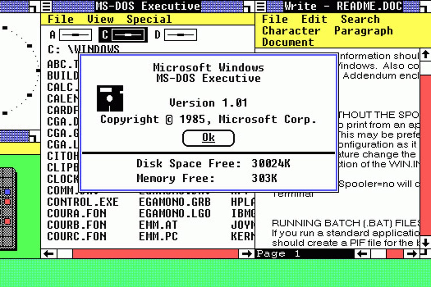 Интерфейс операционной системы Windows 1.0