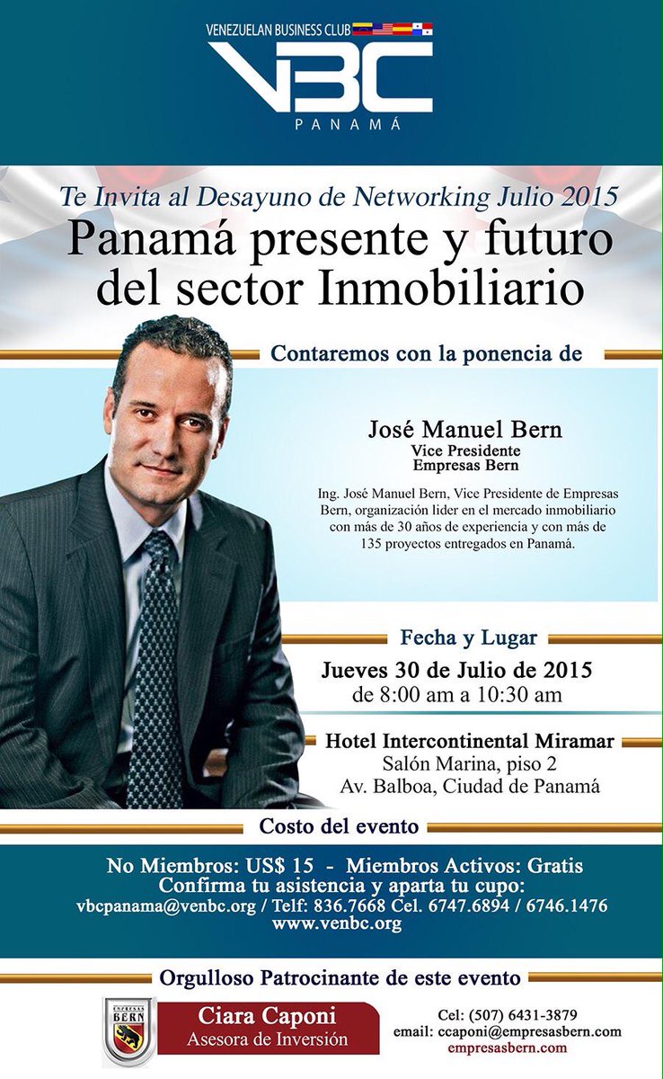 ElVenezolanoP's tweet image. &apos;Presente y futuro del sector inmobiliario&apos; en #DesayunoDeNetworking de @vbcpanama mañana en @icMiramarPma.