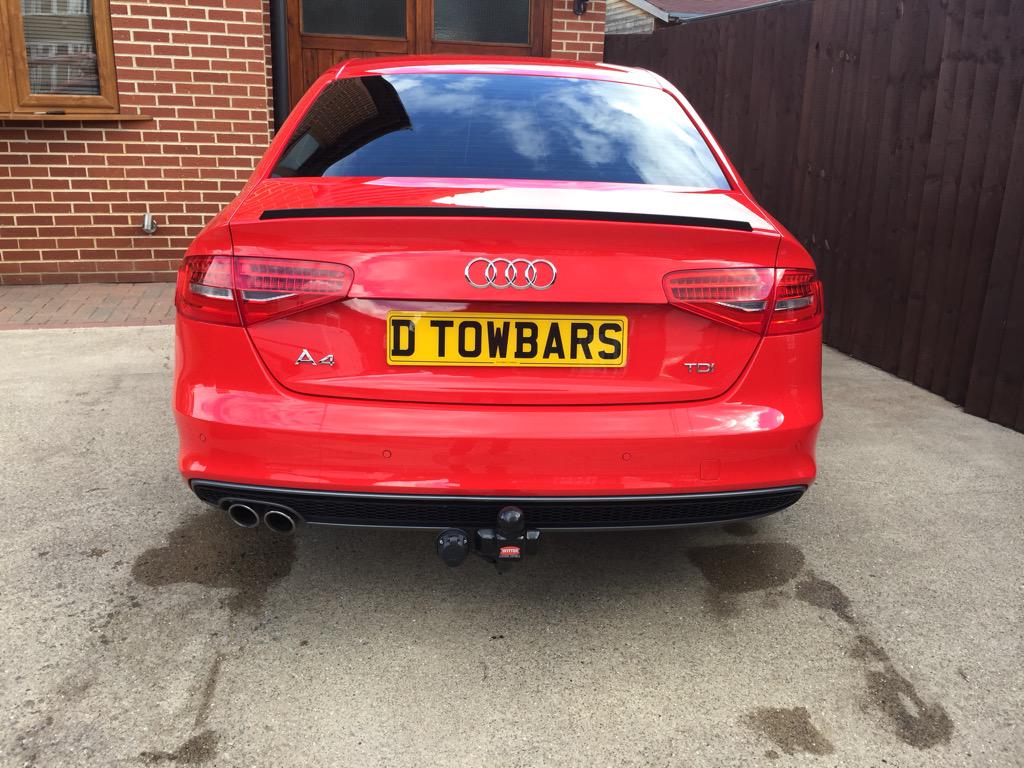 DTowbars's tweet photo. Another day, another stunning car. 2014 Audi A4 fitted with a @Witter_Towbars flange towbar and 13-pin electrics. http://t.co/9BsUlvxnRw