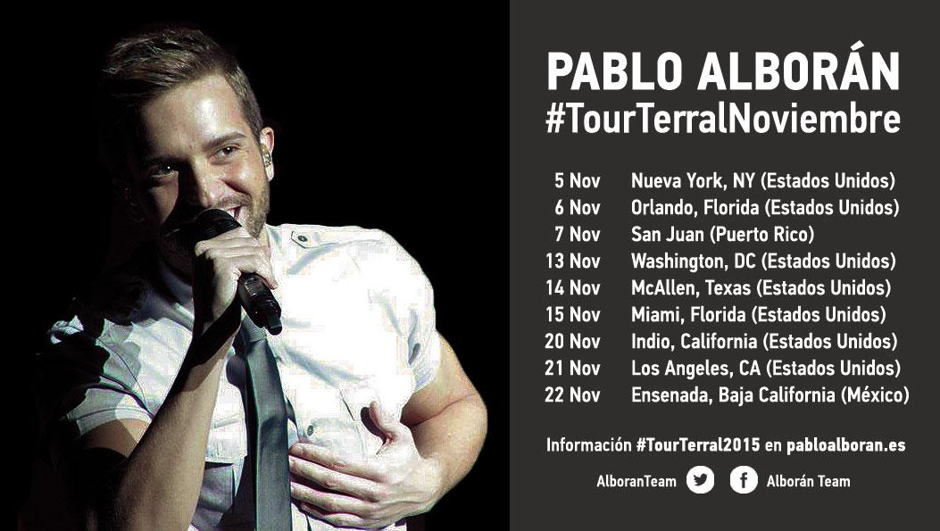 AlboranTeam's tweet photo. 📝 Toma nota y no te pierdas los próximos meses a @pabloalboran con #TourTerral2015. Entradas 👉 http://t.co/HmB6VmYc4v http://t.co/xfXGOcQJlR