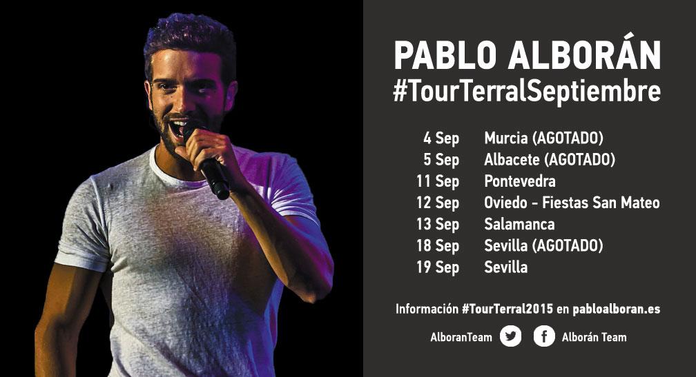 AlboranTeam's tweet photo. 📝 Toma nota y no te pierdas los próximos meses a @pabloalboran con #TourTerral2015. Entradas 👉 http://t.co/HmB6VmYc4v http://t.co/xfXGOcQJlR
