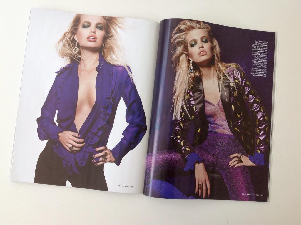 POUTING IN PURPLE! <a href="/DaphneGrnvld/">Daphne Groeneveld</a> for <a href="/VOGUERussia/">VOGUE RUSSIA</a> Aug 15 Photographer #JasonKibbler Stylist #OlgaDunina