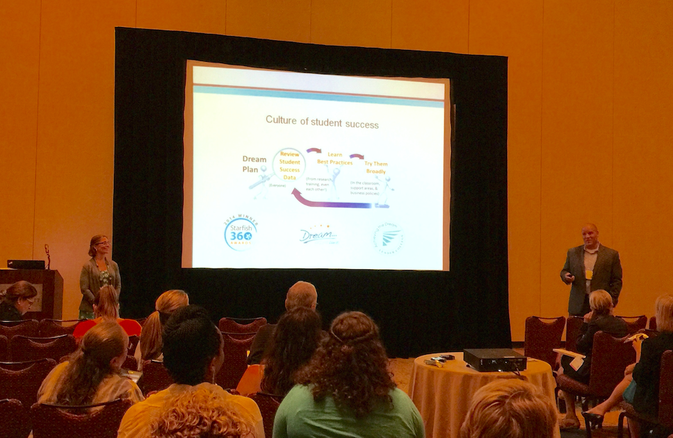 annarice50's tweet photo. John Grant &amp; Christine Lemerande (NWTC) talk about supporting campus-wide culture change @Starfish360 at HU #HU2015 http://t.co/Ws1kVLq2c6