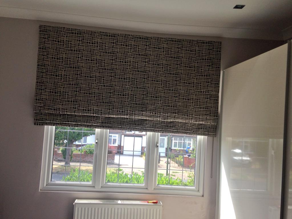 JuneWatmore's tweet image. This Roman blind has been made for the customer.   To go with the cushions in a very masculine bedroom.