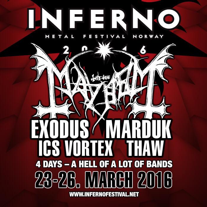 Inferno Metal Festival 2016 confirmed.Oslo ,Norway.