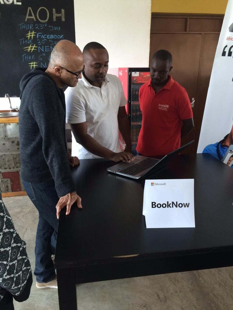 cherickel's tweet photo. Satya Nadella hanging in Nairobi with Booknow http://t.co/3WsBlbO95s