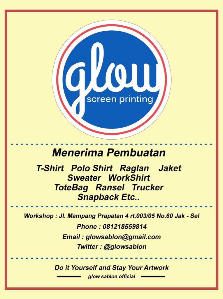 Follow @glowsablon untuk kalian yg ingin sablon manual SATUAN dan Lusinan ...