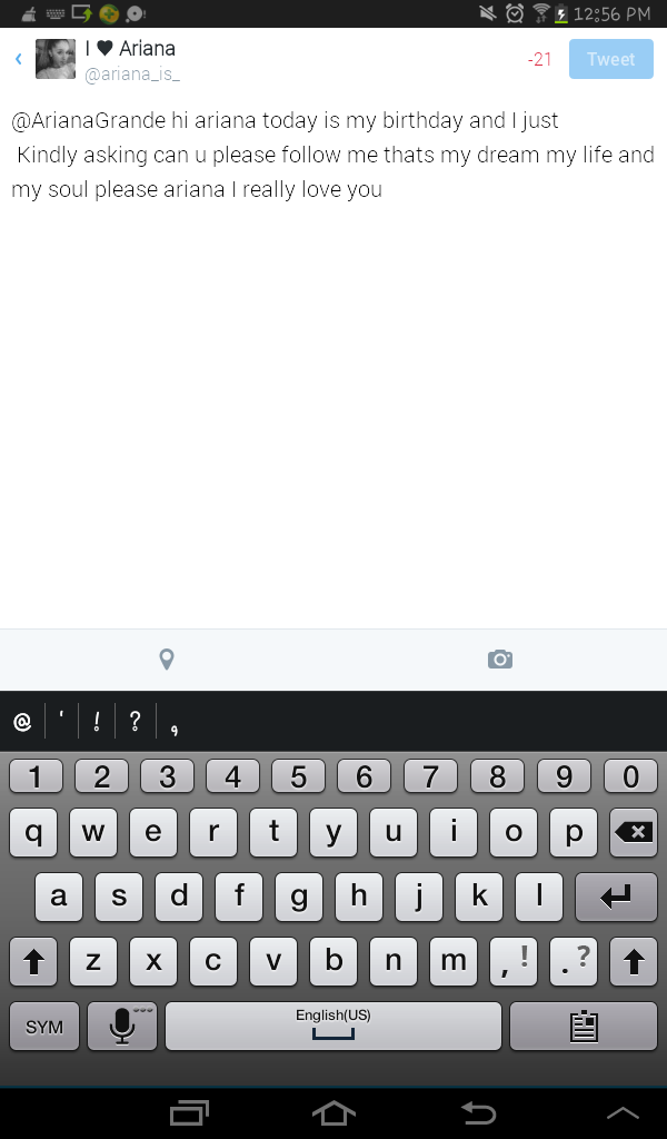 ariana_is_'s tweet photo. @ArianaGrande today is my birthday can u please follow me  iys my dream I love u http://t.co/tLK0DSSAKg