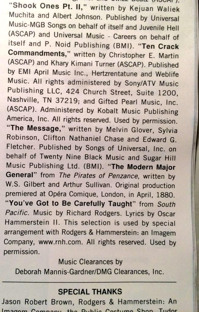 Lin_Manuel's tweet photo. Check it out Twitterico: the @playbill now lists the hip-hop/musical theater references in the show! Have at it! http://t.co/Jecv5reU2x
