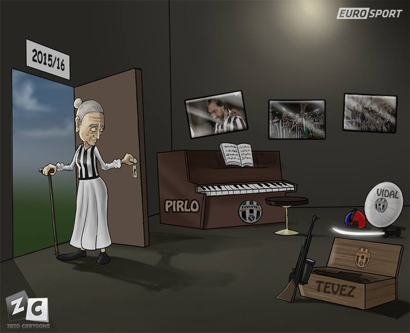 FootballFunnys's tweet photo. The Old Lady mourns the loss of her prized possessions... http://t.co/CIIwtTWhqp