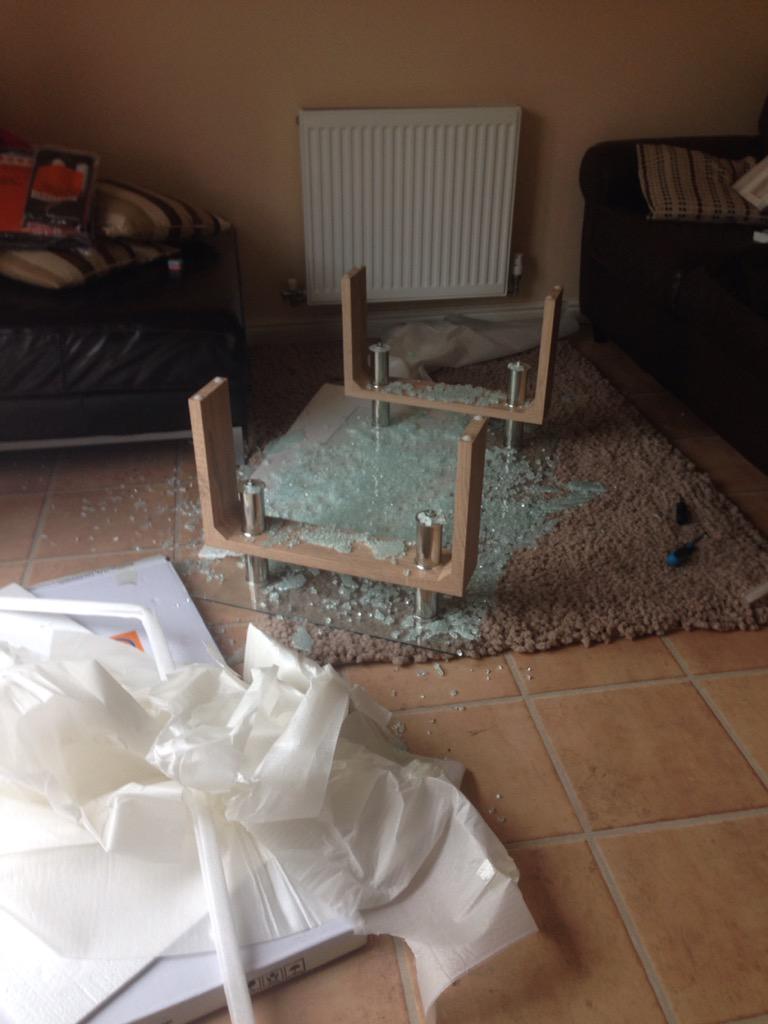 Our new <a href="/TheRangeUK/">The Range UK</a> coffee table just exploded all over new rug! Any suggestion customer service people?