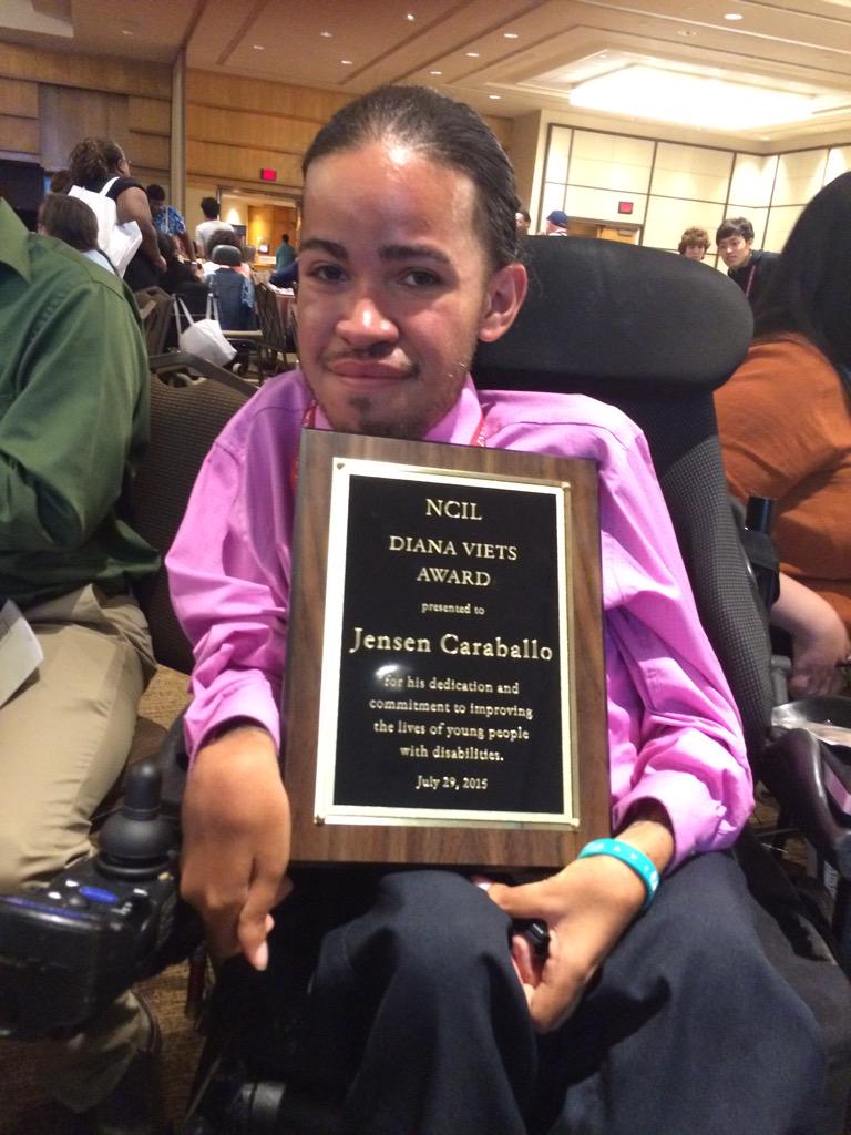 rcilyo's tweet photo. @_JeiiSoWavyy 2015 recipient of the Diana Viets Award #ADA25 #NCIL2015 #GenerationADA #youthown #gimpnation http://t.co/2D8wDiuBFm