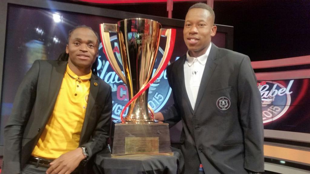orlandopirates's tweet photo. Siphiwe Tshabalala &amp; Happy Jele with the #BlackLabelCup - tonight they unpack their sides as selected by the fans http://t.co/k56QlKstVb