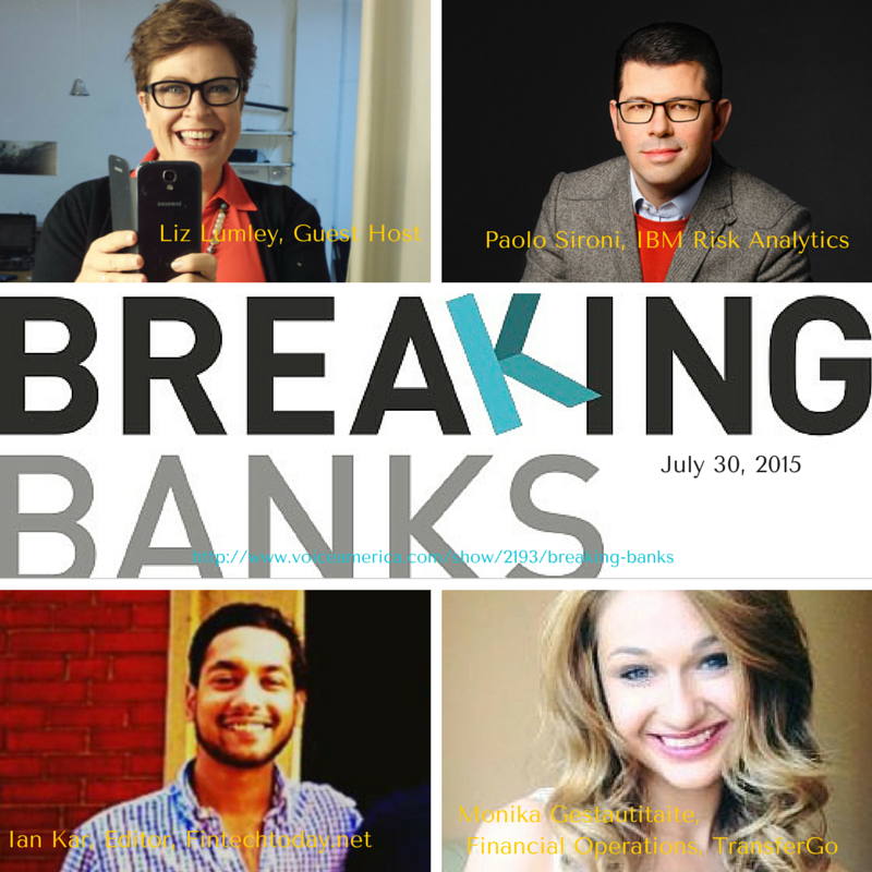Breakingbanks1's tweet photo. #BreakingBanks tomorrow  @lizlum is our Guest Host!
Guests: @thepsironi @iankar_ @monikagesta 
#fintech #roboadvisors http://t.co/15BOrQotBR