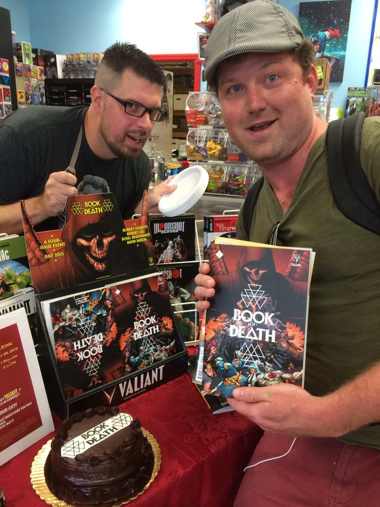 matthewklein316's tweet photo. #Trashtrash picking up his #BookOfDeath at @CaptainBlueHen @ValiantComics http://t.co/Mm2spWrP3p