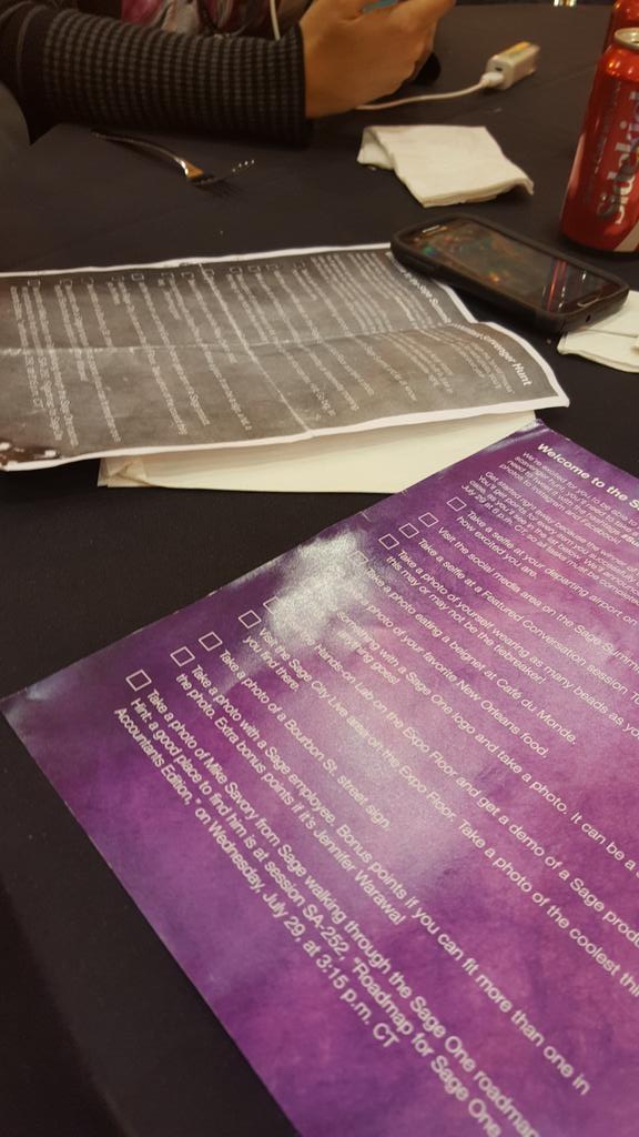 JodyPadarCPA's tweet photo. Leave it to the accountants to work the checklist #sagesummit #summithunt http://t.co/XZp9pAfBf8