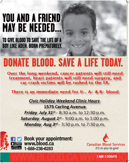 CHEO's tweet image. Looking for something to do this long weekend? Visit the @itsinyoutogive blood donor clinic &amp;amp; save a life! #ottcity